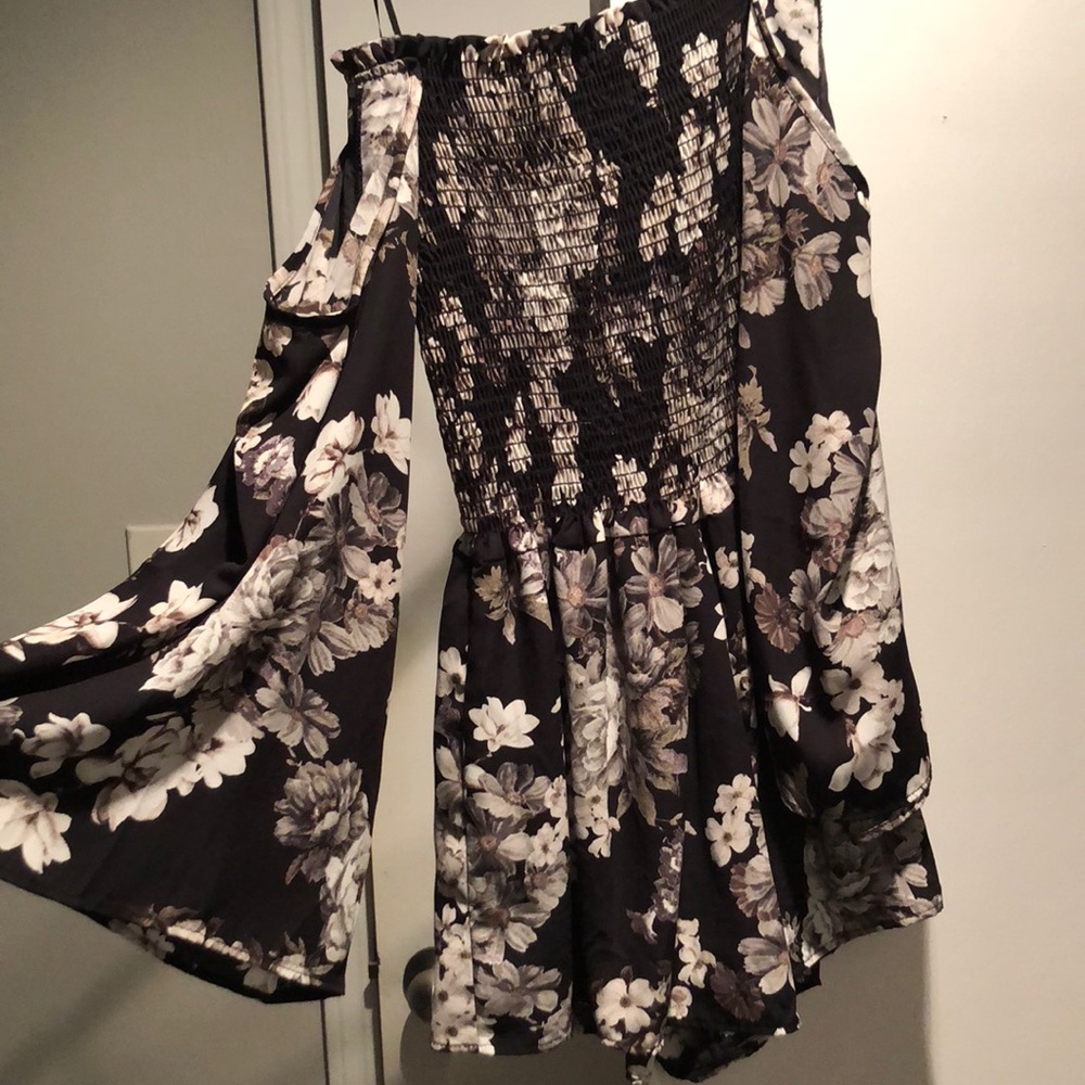 Off the shoulder romper with bell sleeves